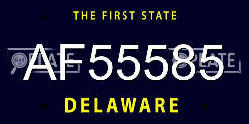 AF55585 Delaware License Plate