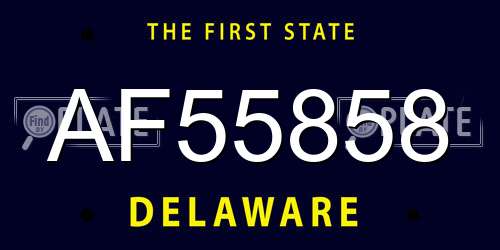 AF55858 Delaware License Plate