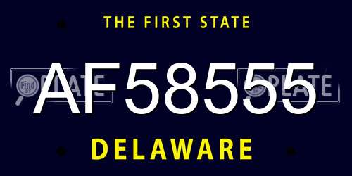 AF58555 Delaware License Plate