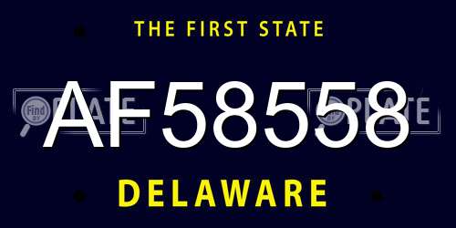 AF58558 Delaware License Plate