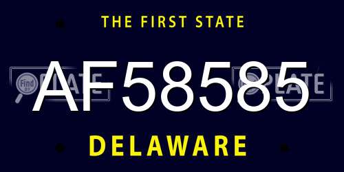 AF58585 Delaware License Plate