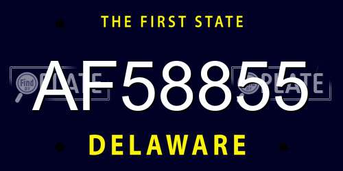 AF58855 Delaware License Plate