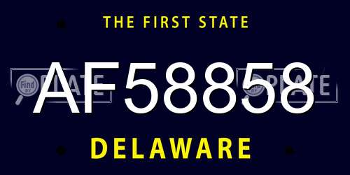 AF58858 Delaware License Plate