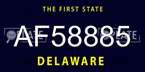 AF58885 Delaware License Plate