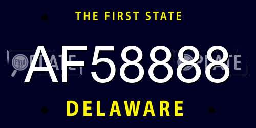 AF58888 Delaware License Plate