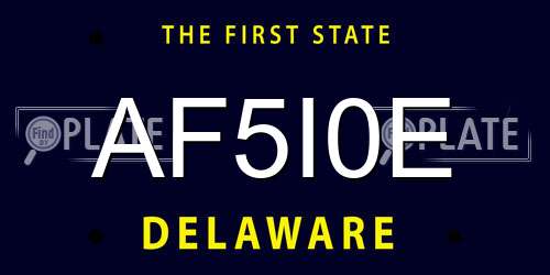 AF5I0E Delaware License Plate