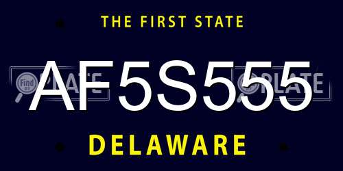 AF5S555 Delaware License Plate