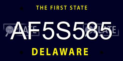 AF5S585 Delaware License Plate