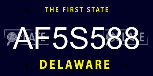 AF5S588 Delaware License Plate
