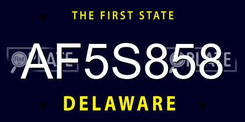 AF5S858 Delaware License Plate