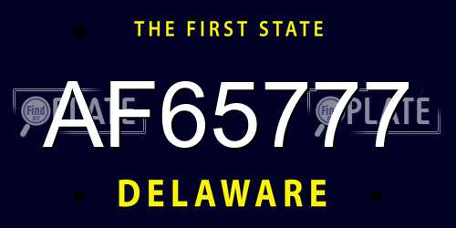 AF65777 Delaware License Plate