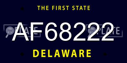 AF68222 Delaware License Plate