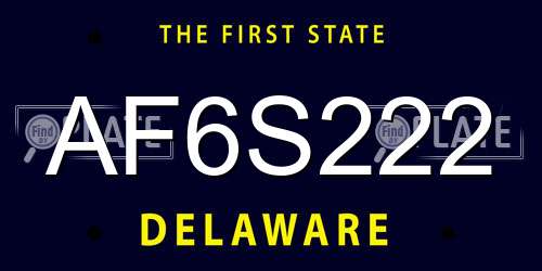 AF6S222 Delaware License Plate