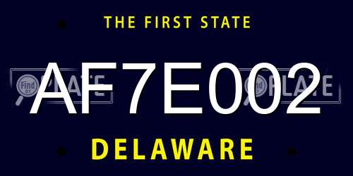 AF7E002 Delaware License Plate