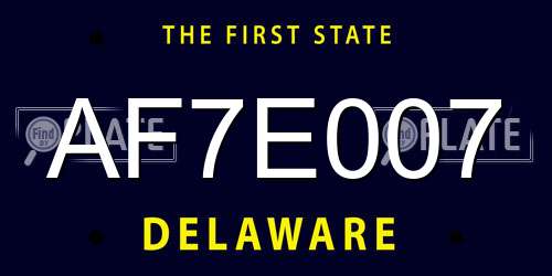 AF7E007 Delaware License Plate