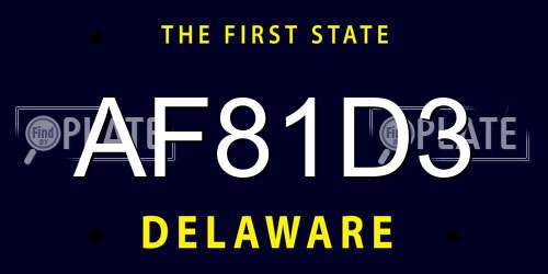 AF81D3 Delaware License Plate