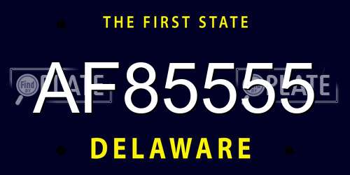 AF85555 Delaware License Plate
