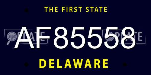 AF85558 Delaware License Plate