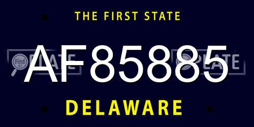 AF85885 Delaware License Plate