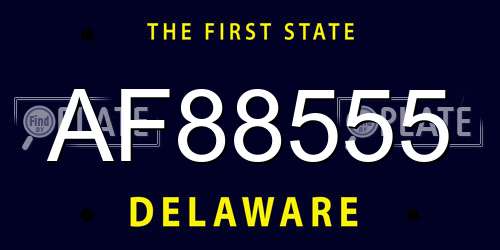 AF88555 Delaware License Plate