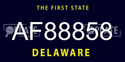 AF88858 Delaware License Plate