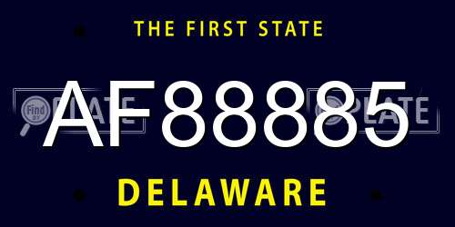 AF88885 Delaware License Plate