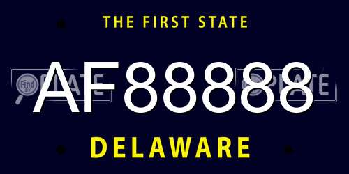 AF88888 Delaware License Plate