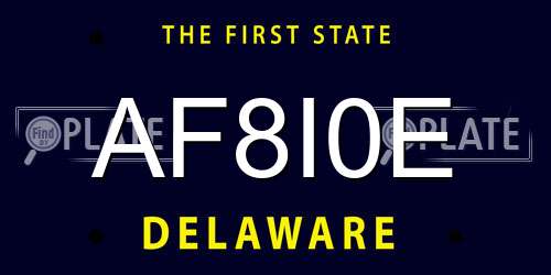 AF8I0E Delaware License Plate