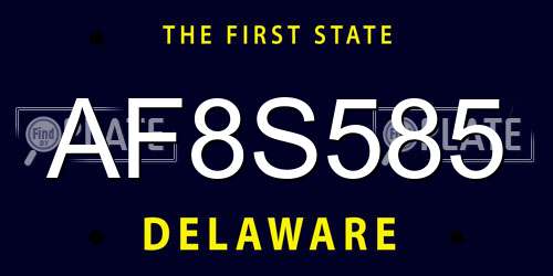 AF8S585 Delaware License Plate