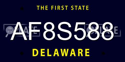AF8S588 Delaware License Plate