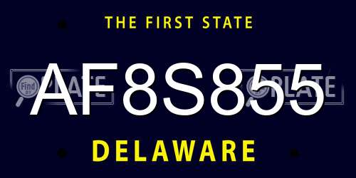 AF8S855 Delaware License Plate