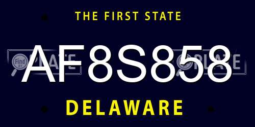 AF8S858 Delaware License Plate