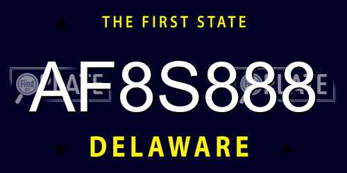 AF8S888 Delaware License Plate