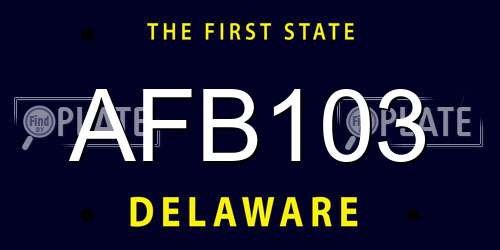 AFB103 Delaware License Plate