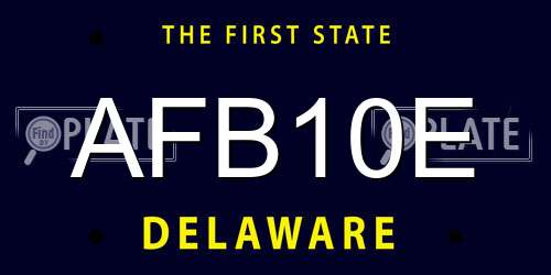 AFB10E Delaware License Plate