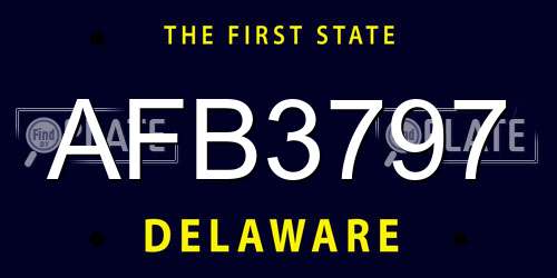 AFB3797 Delaware License Plate