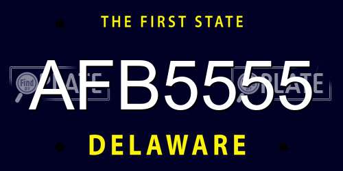 AFB5555 Delaware License Plate