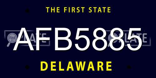 AFB5885 Delaware License Plate