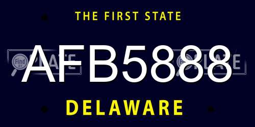 AFB5888 Delaware License Plate