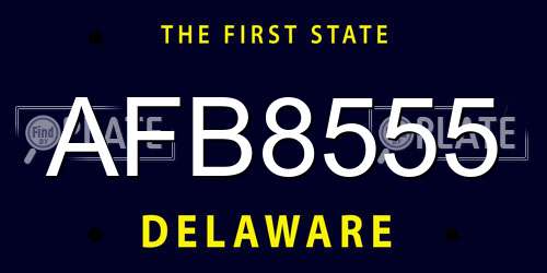 AFB8555 Delaware License Plate