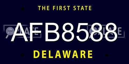 AFB8588 Delaware License Plate