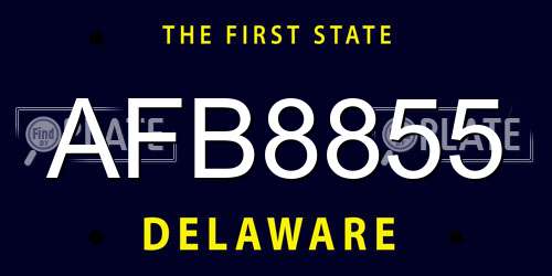 AFB8855 Delaware License Plate