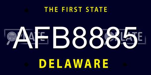 AFB8885 Delaware License Plate