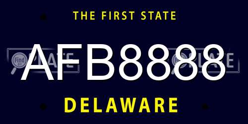 AFB8888 Delaware License Plate