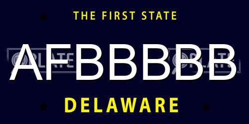 AFBBBBB Delaware License Plate