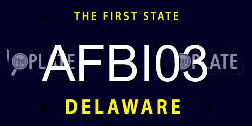 AFBI03 Delaware License Plate