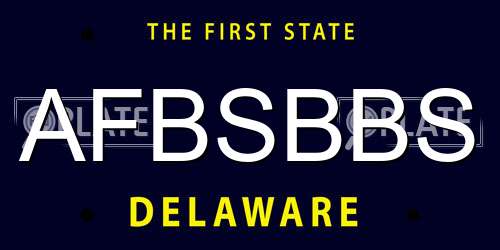 AFBSBBS Delaware License Plate