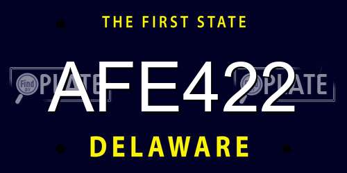 AFE422 Delaware License Plate
