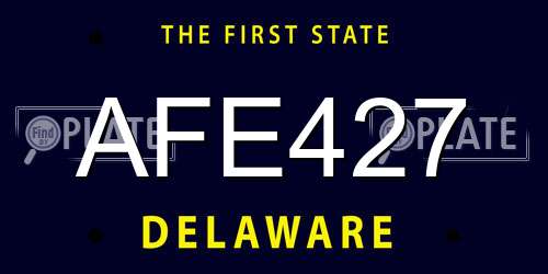 AFE427 Delaware License Plate