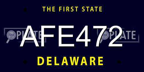 AFE472 Delaware License Plate